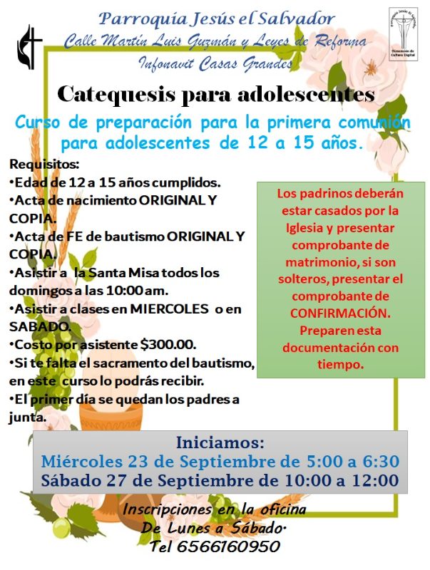 Primera comunión para adolescentes. 