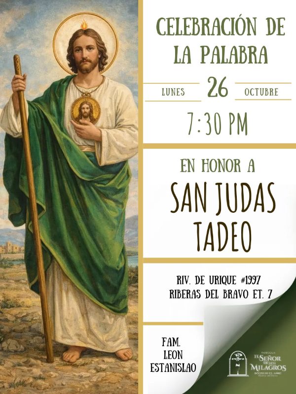 MISAS Y CELEBRACIONES EN HONOR A SAN JUDAS TADEO